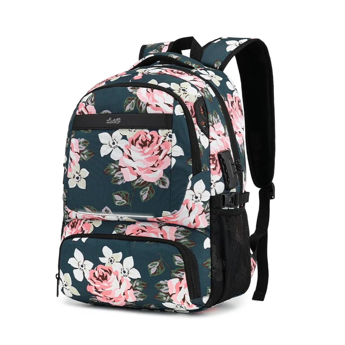 Mochila De Almuerzo Antirrobo Impermeable A Portátil 15,6i Color Peonía Diseño De La Tela Oxford  Lab.g Verde