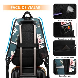 Foto 4 | Mochila De Almuerzo Antirrobo Impermeable A Portátil 15,6i Color Peonía Diseño De La Tela Oxford Lab.g Verde