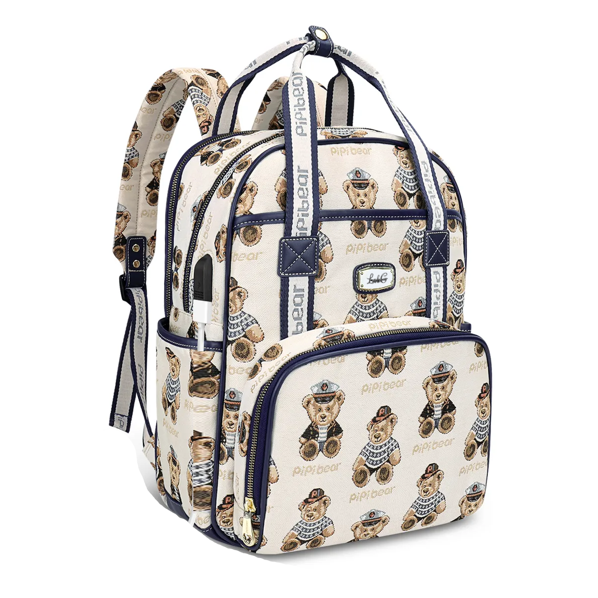 Foto 1 | Pañalera Mochila Modernas Para Bebe Osos Lab.g Blanco