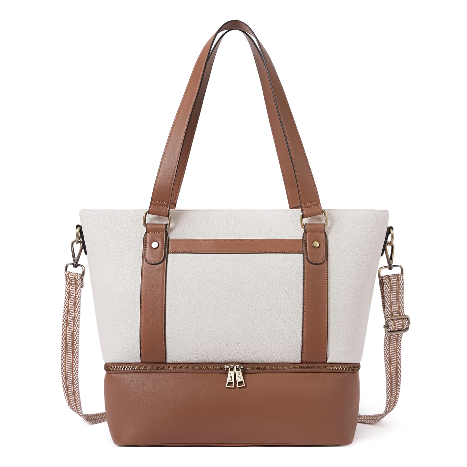 Foto 2 pulgar | Bolsa De Viaje Cluci De Cuero Weekender Beige Para Mujer - Venta Internacional.