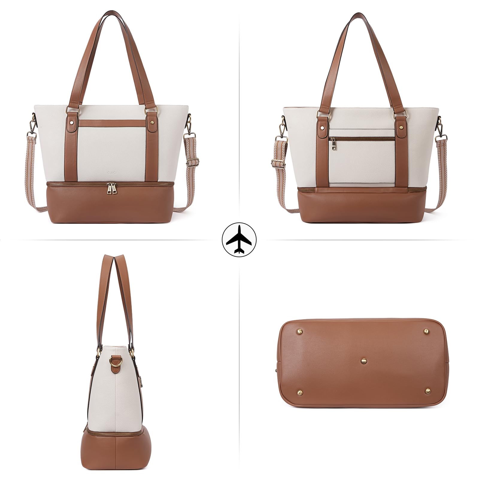 Foto 8 pulgar | Bolsa De Viaje Cluci De Cuero Weekender Beige Para Mujer - Venta Internacional.