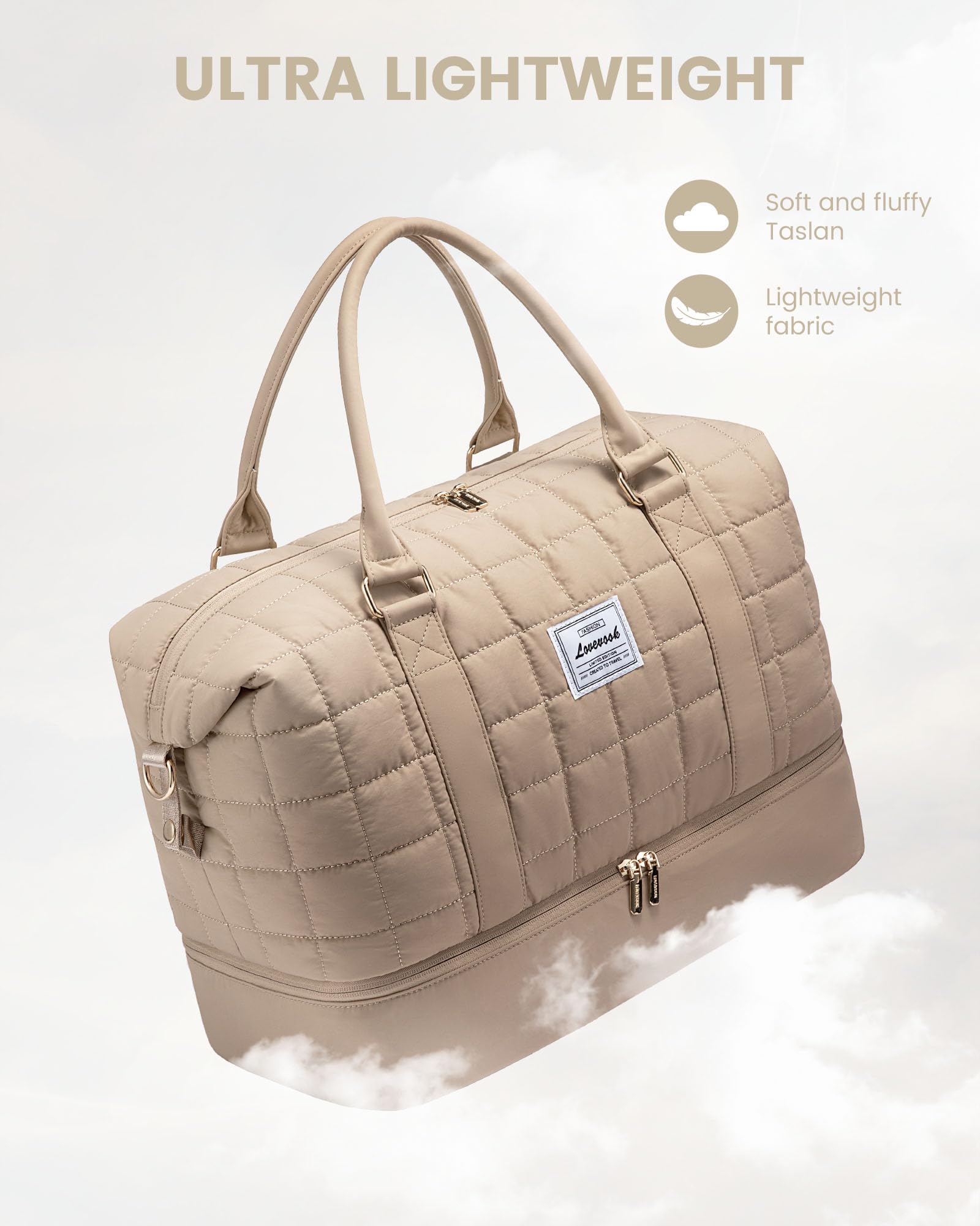 Foto 3 | Bolsa De Viaje Lovevook Puffer Weekender De 45 Litros Con Compartimento Para Zapatos - Venta Internacional.