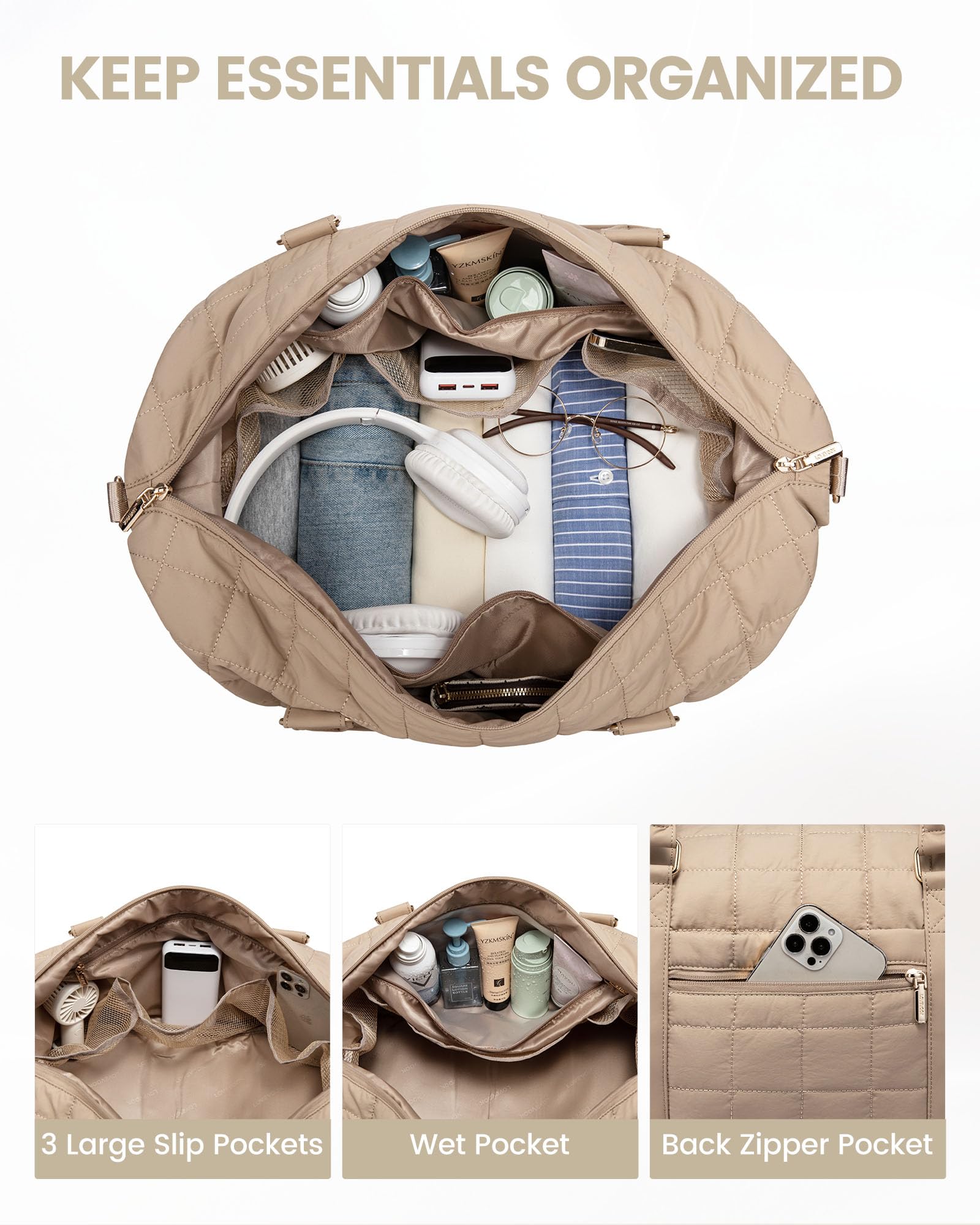 Foto 6 pulgar | Bolsa De Viaje Lovevook Puffer Weekender De 45 Litros Con Compartimento Para Zapatos - Venta Internacional.