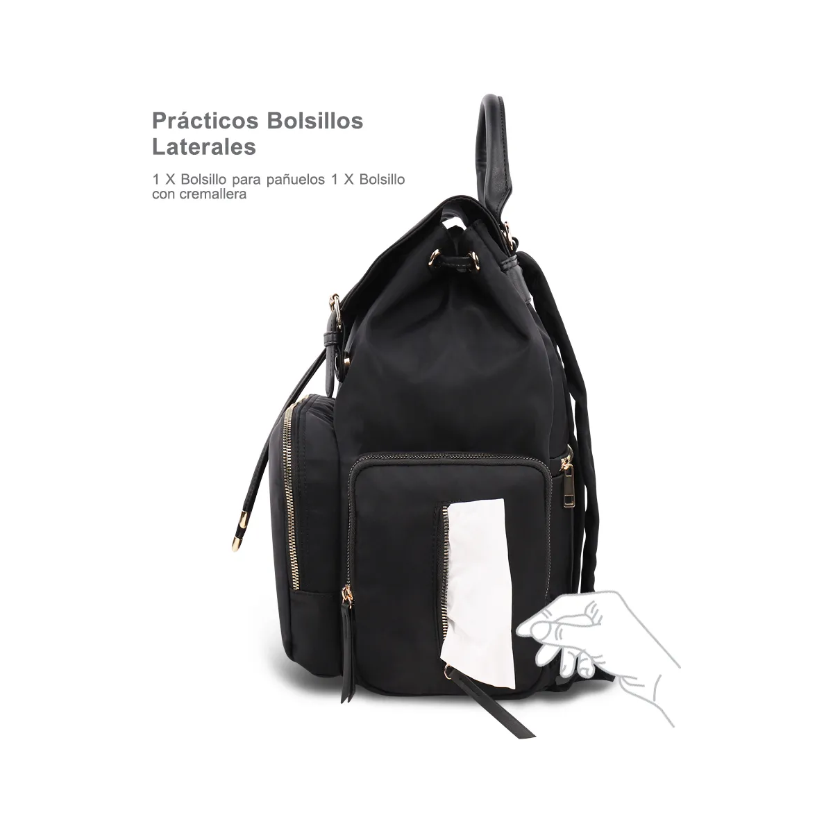 Foto 3 pulgar | Mochila Bolsas Modernas Impermeable Para Mama Lab.g Negro