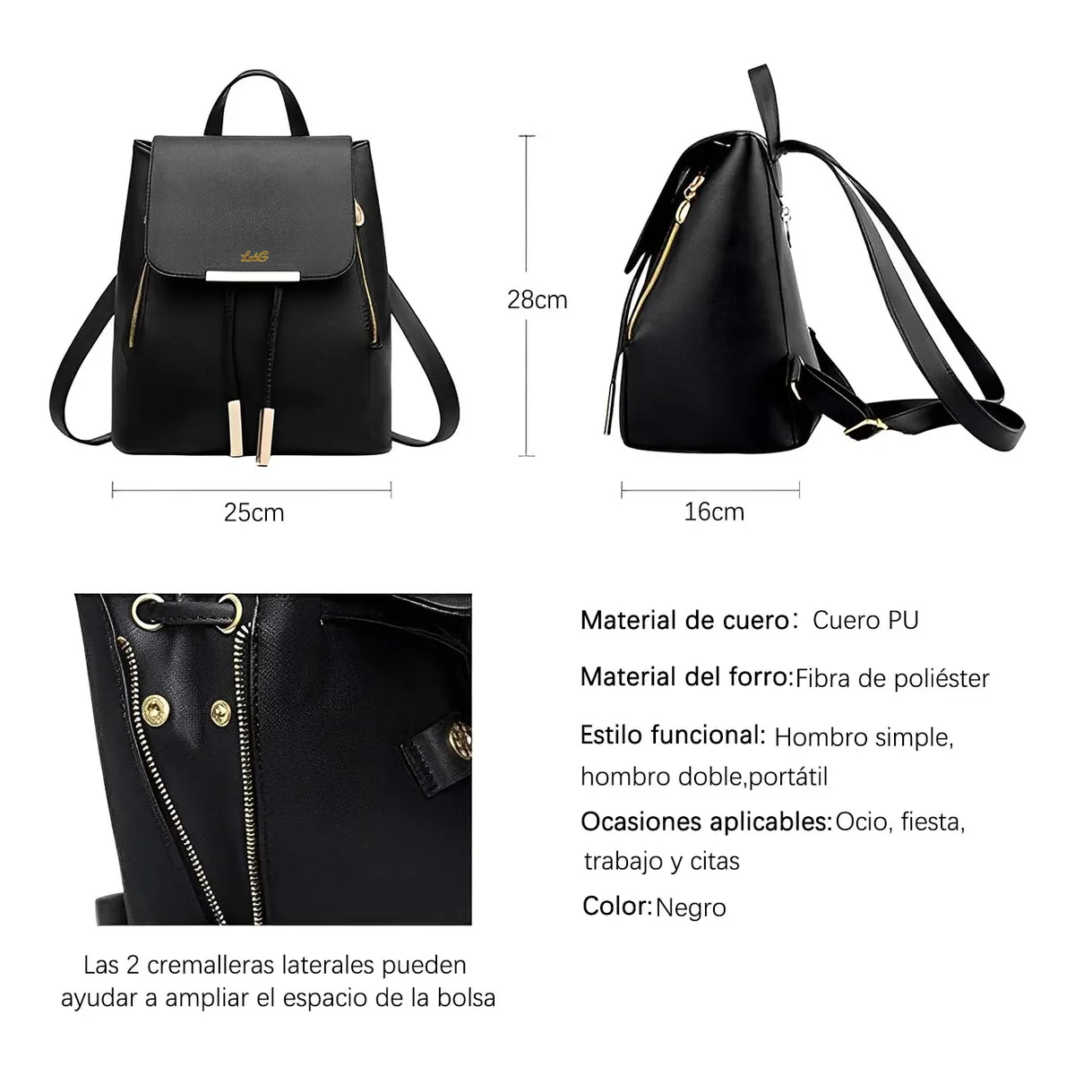 Foto 3 pulgar | Mochila Casual Lab Negra