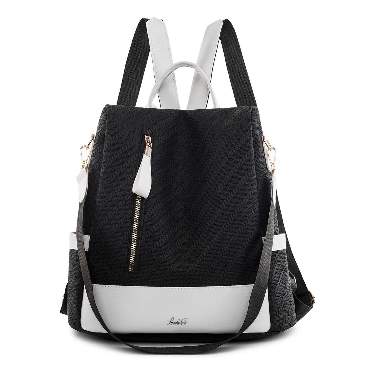 ''mochila Mujer Paño De Oxford Impermeable Anti-robo Monedero Lab.g Negra