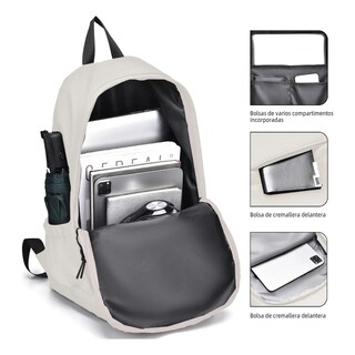 Foto 3 | Mochila Escolar Kikigoal Cmf-9003bb Color Beige Diseño Lisa 32l Lab.g Beige