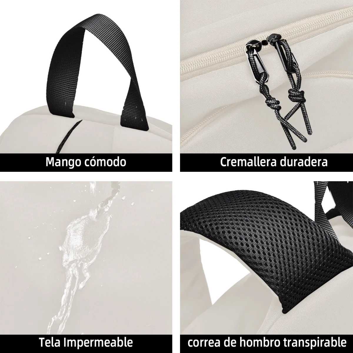 Foto 6 pulgar | Mochila Escolar Kikigoal Cmf-9003bb Color Beige Diseño Lisa 32l Lab.g Beige