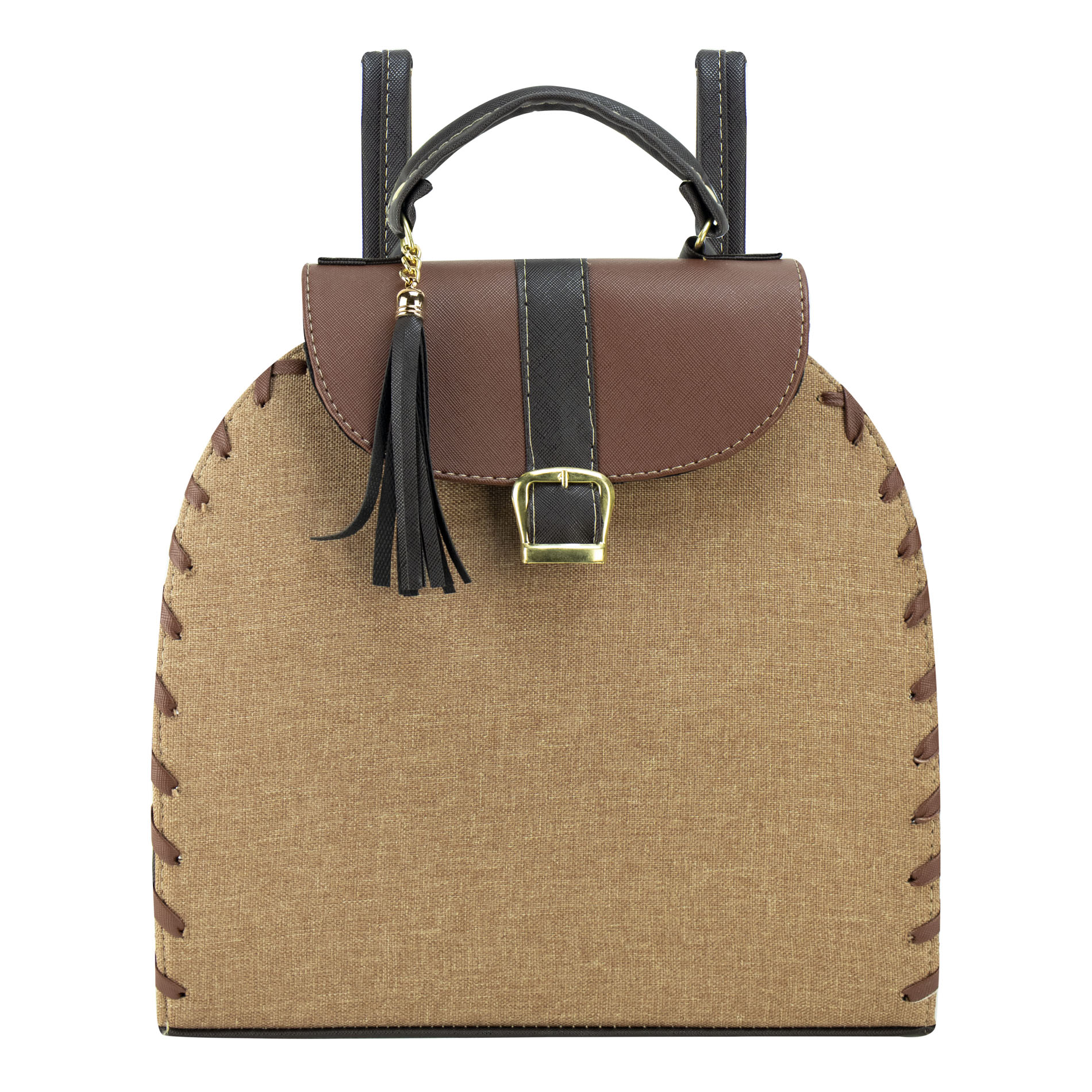 Mochila Para Dama Trigo Curri Chedron Textil/sintetico Pau Nueva Imagen
