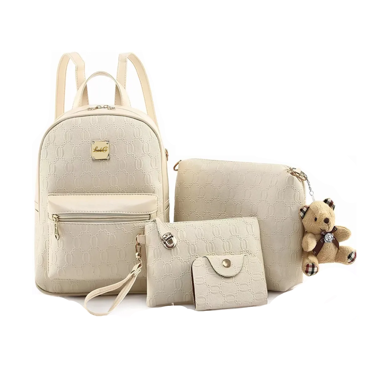 Foto 1 | Bolsas De Mujer Mochila Cosmetiquera Correa 4 Set Lab.g Beige