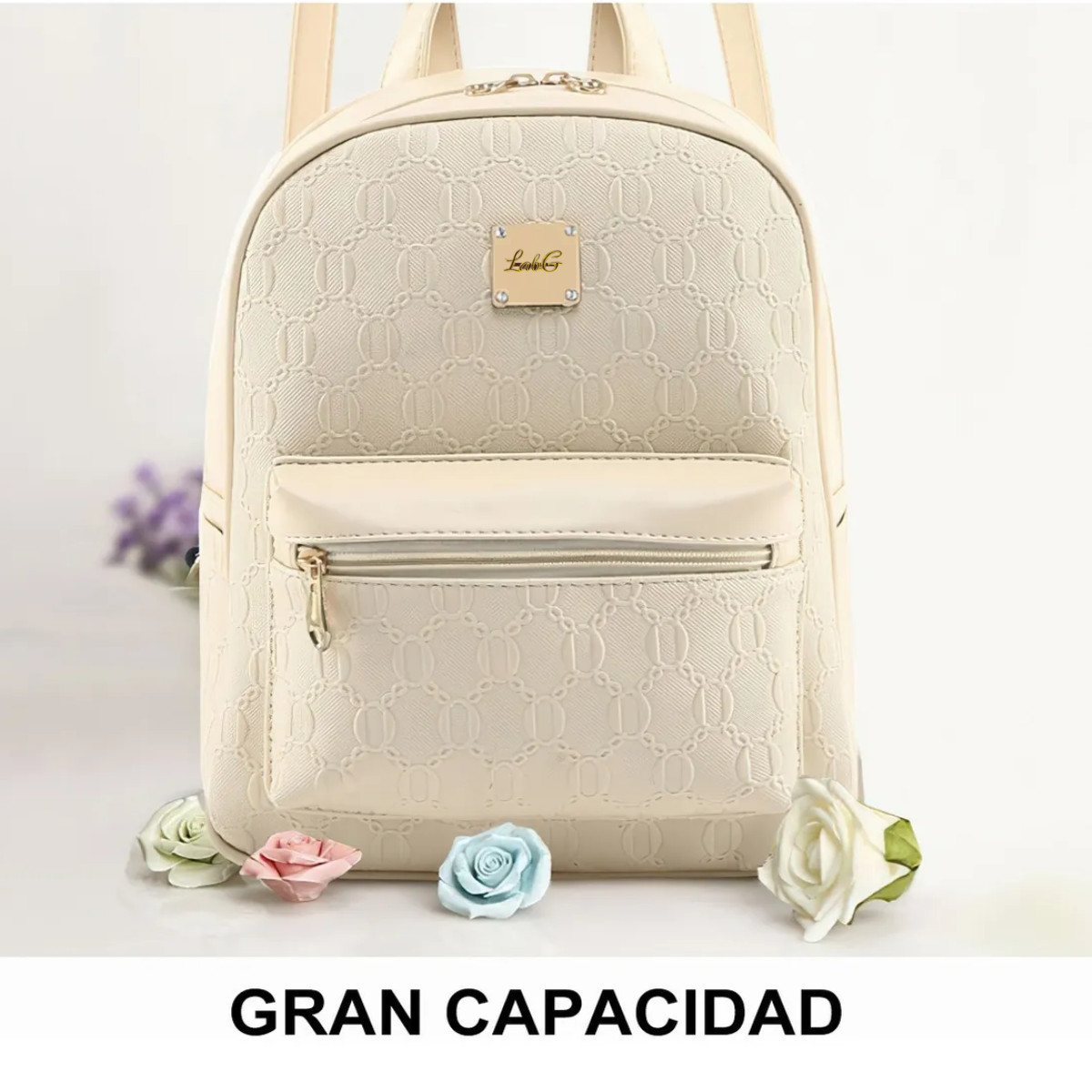 Foto 3 | Bolsas De Mujer Mochila Cosmetiquera Correa 4 Set Lab.g Beige