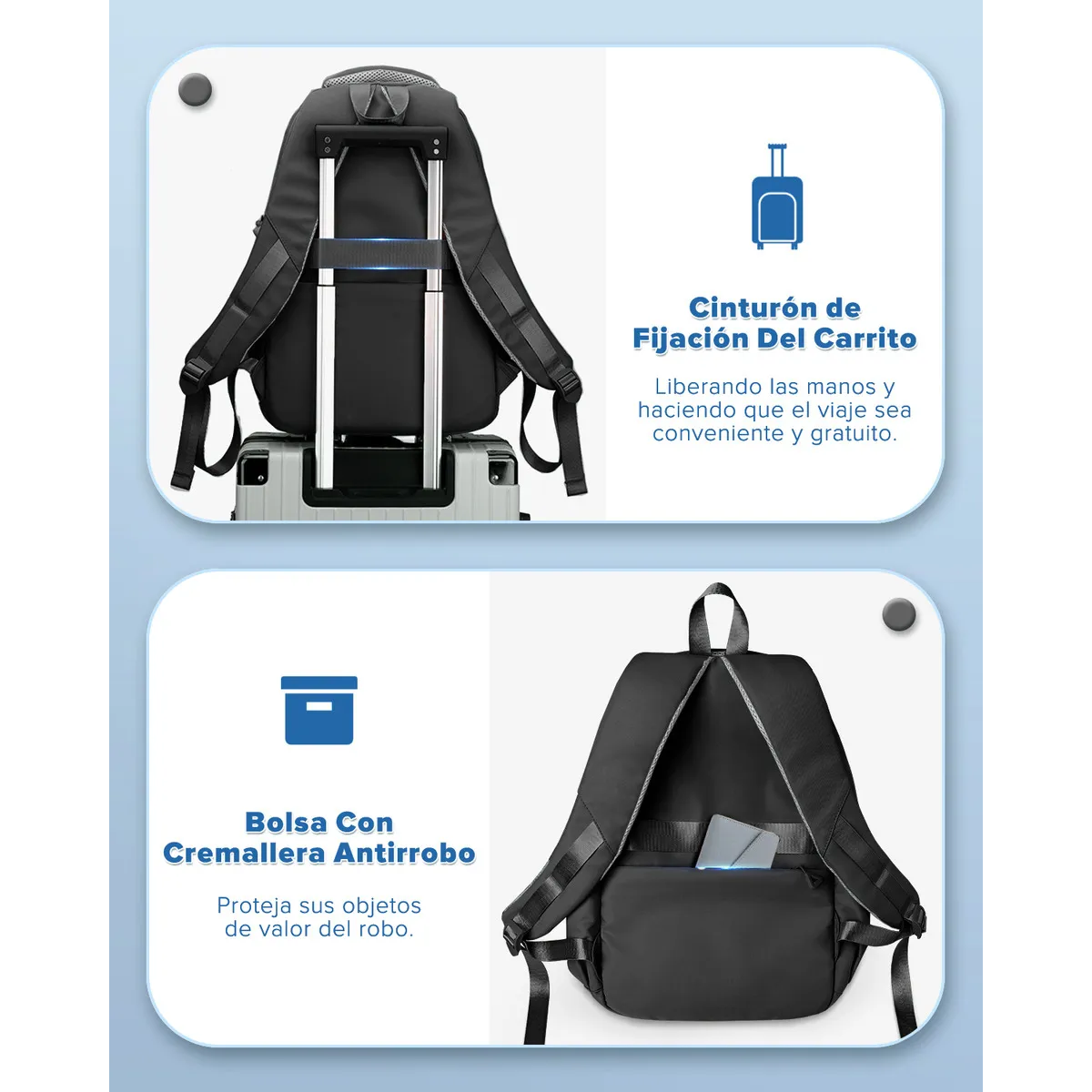 Foto 3 | Mochila Escolar Viaje Bolsa Para Laptop Eo Safe Imports Esi-19849 Negro