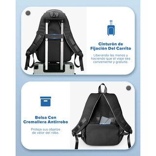 Foto 3 | Mochila Escolar Viaje Bolsa Para Laptop Eo Safe Imports Esi-19849 Negro