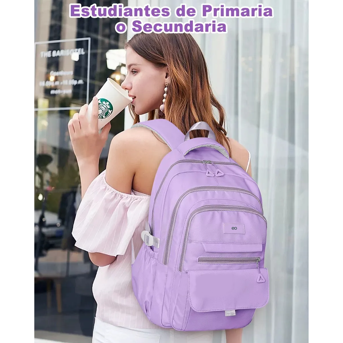 Foto 3 pulgar | Mochila Escolar Viaje Bolsa Para Laptop Eo Safe Imports Esi-19848 Purpura