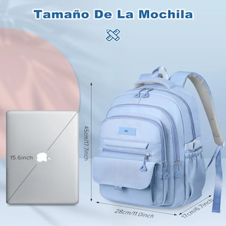 Foto 4 | Mochila Escolar Viaje Bolsa Para Laptop Eo Safe Imports Esi-19847 Azul