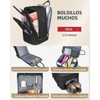 Foto 2 | Mochila De Viaje Grande 52l Eo Safe Imports Esi-19858 Negro