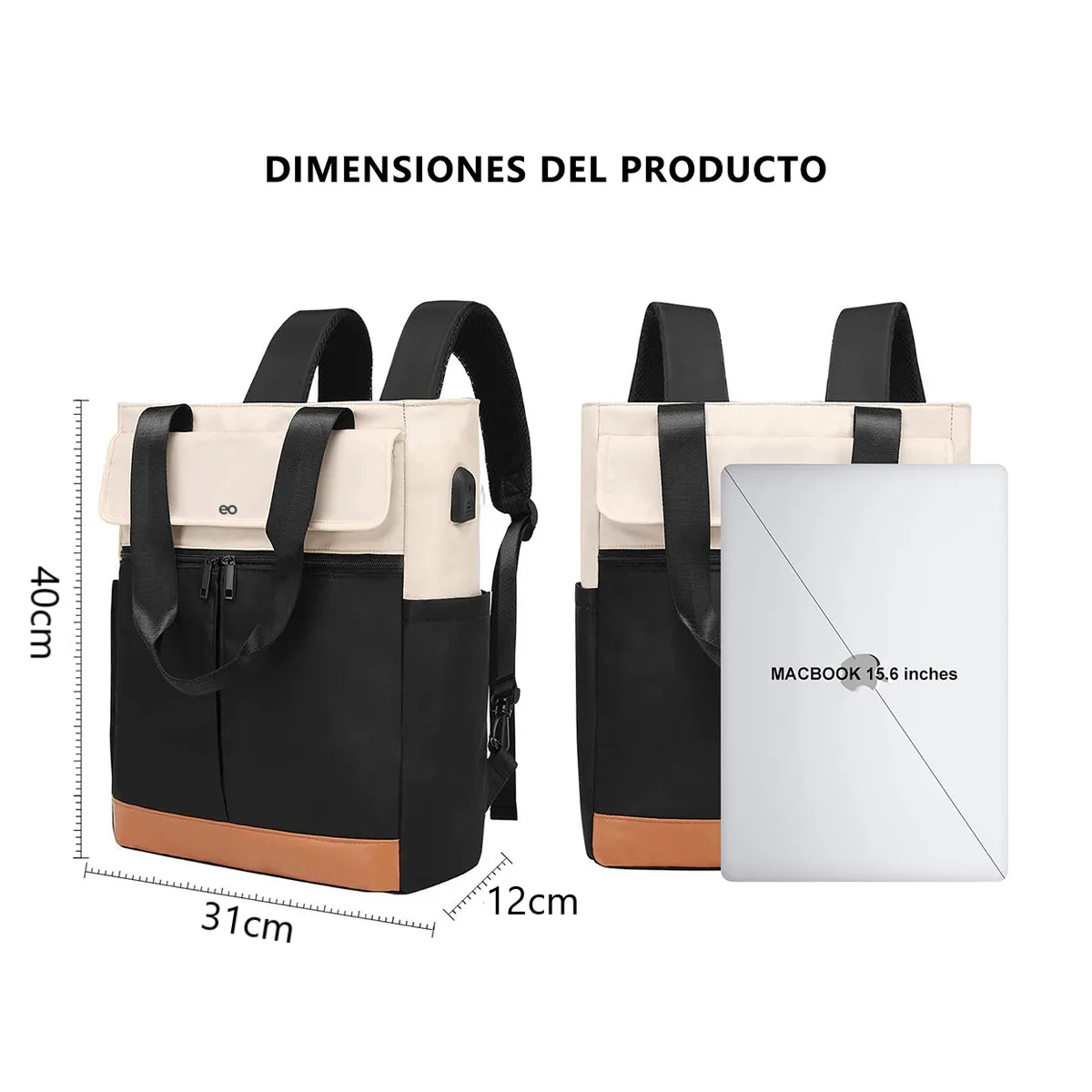 Foto 3 pulgar | Mochila De Viaje 45l Expandible Eo Safe Imports Esi-19859 Negro