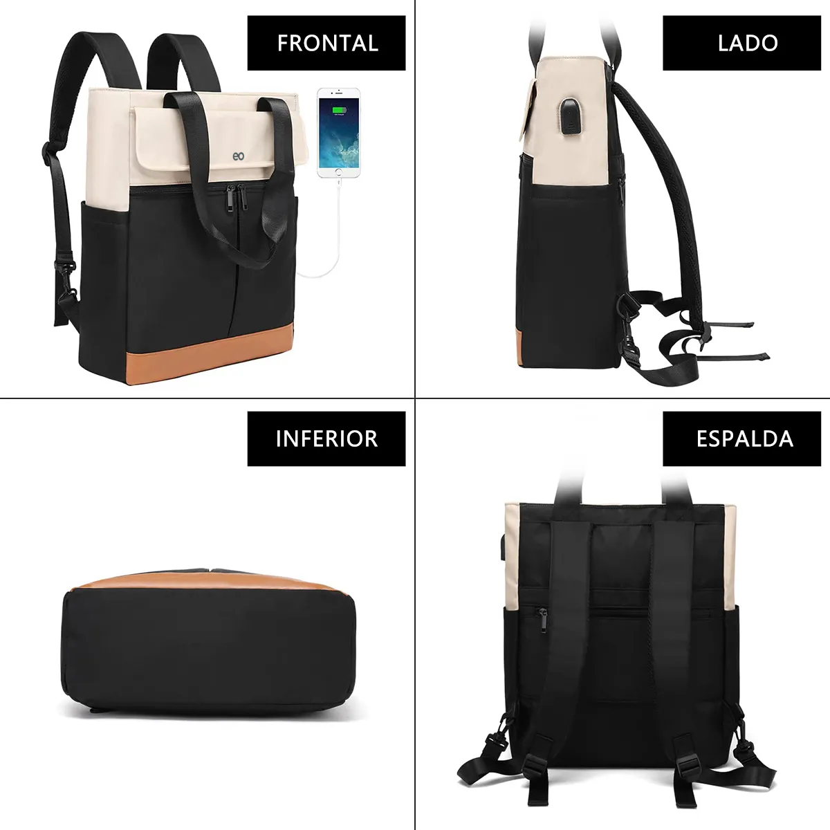 Foto 4 pulgar | Mochila De Viaje 45l Expandible Eo Safe Imports Esi-19859 Negro