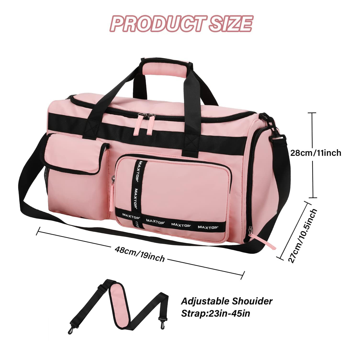 Foto 8 pulgar | Bolsa De Viaje Maxtop, Bolsa De Gimnasio Para Mujer, Rosa Con Compartimento Para Zapatos - Venta Internacional.