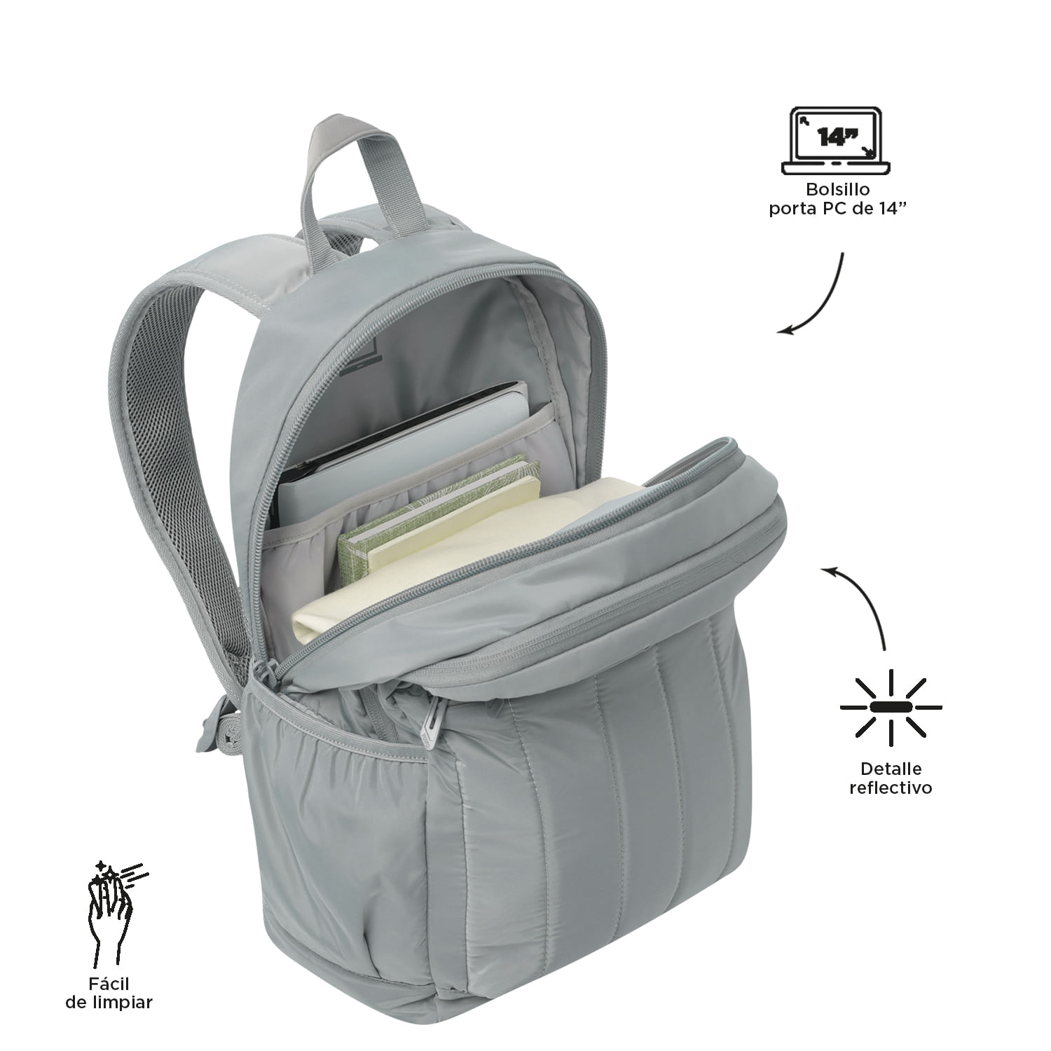Foto 5 pulgar | Mochila Ergonómica Grande Porta Laptop 14 | 21 L Plaine