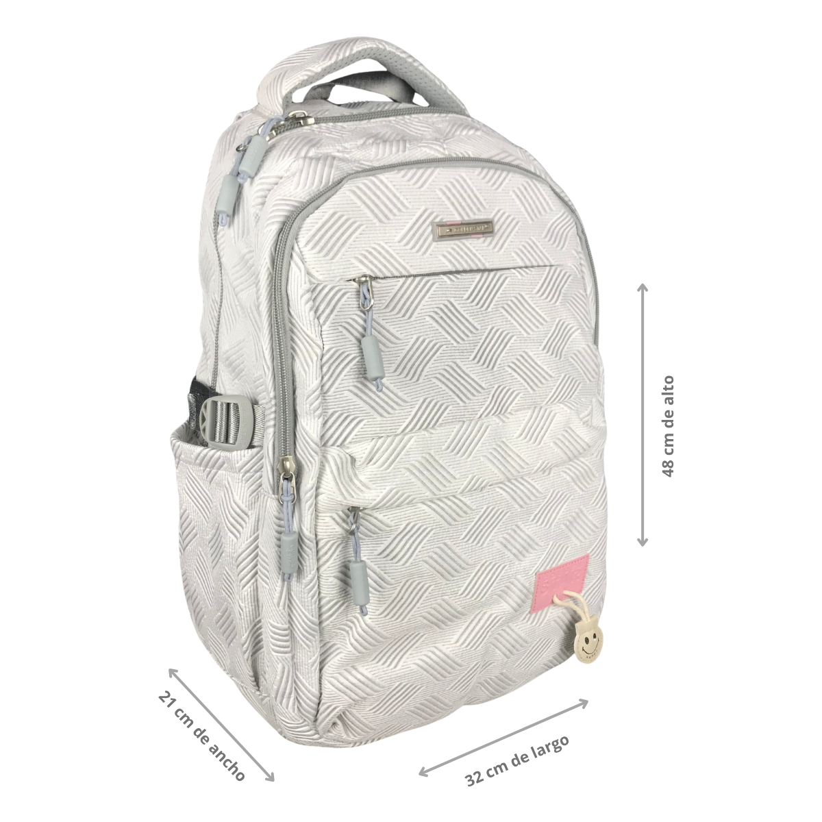 Foto 4 pulgar | Mochila Golden Star Escolar Rayas Y Llavero Df-4502 Gris