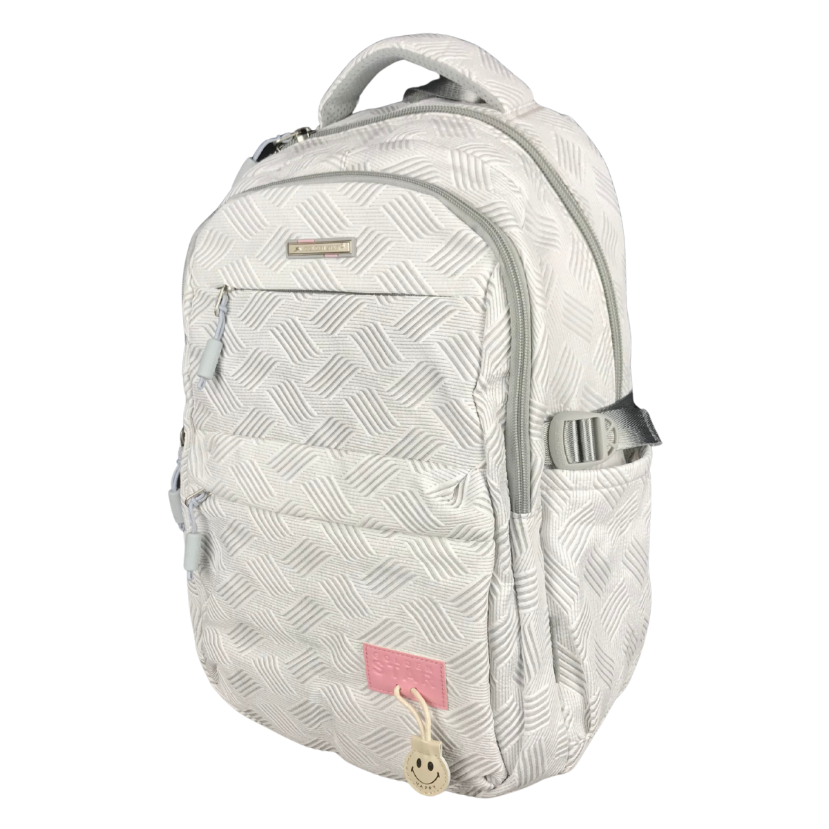 Foto 5 pulgar | Mochila Golden Star Escolar Rayas Y Llavero Df-4502 Gris