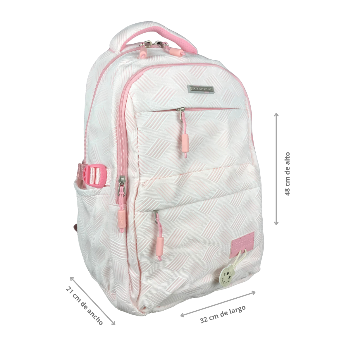 Foto 4 pulgar | Mochila Golden Star Escolar Rayas Y Llavero Df-4502 Rosa