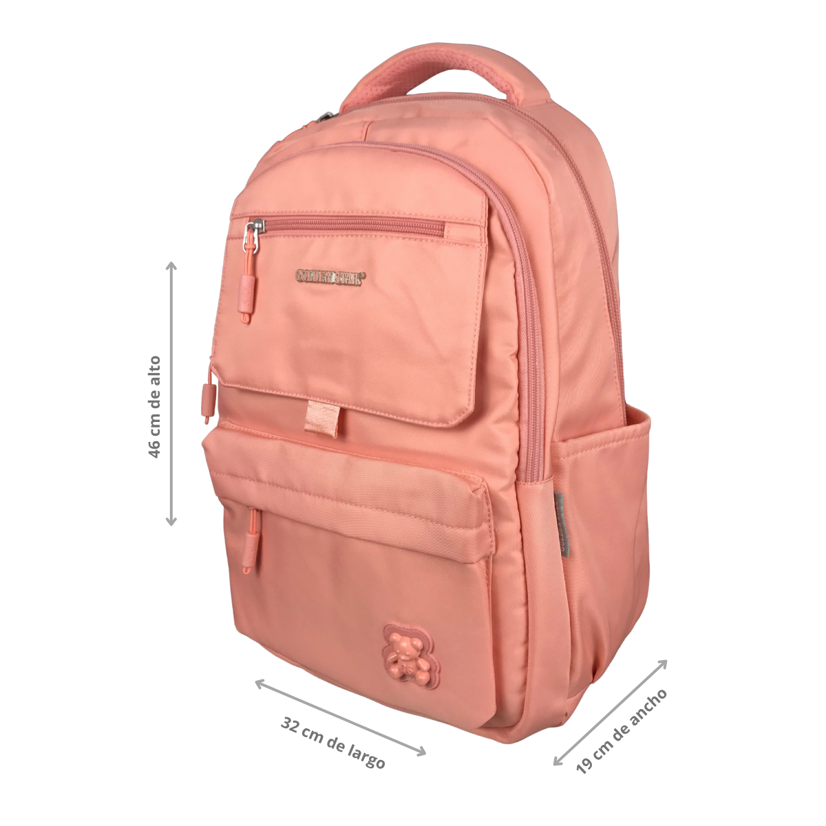 Foto 4 pulgar | Mochila Golden Star Escolar Osito Juvenil Df-9009 Coral