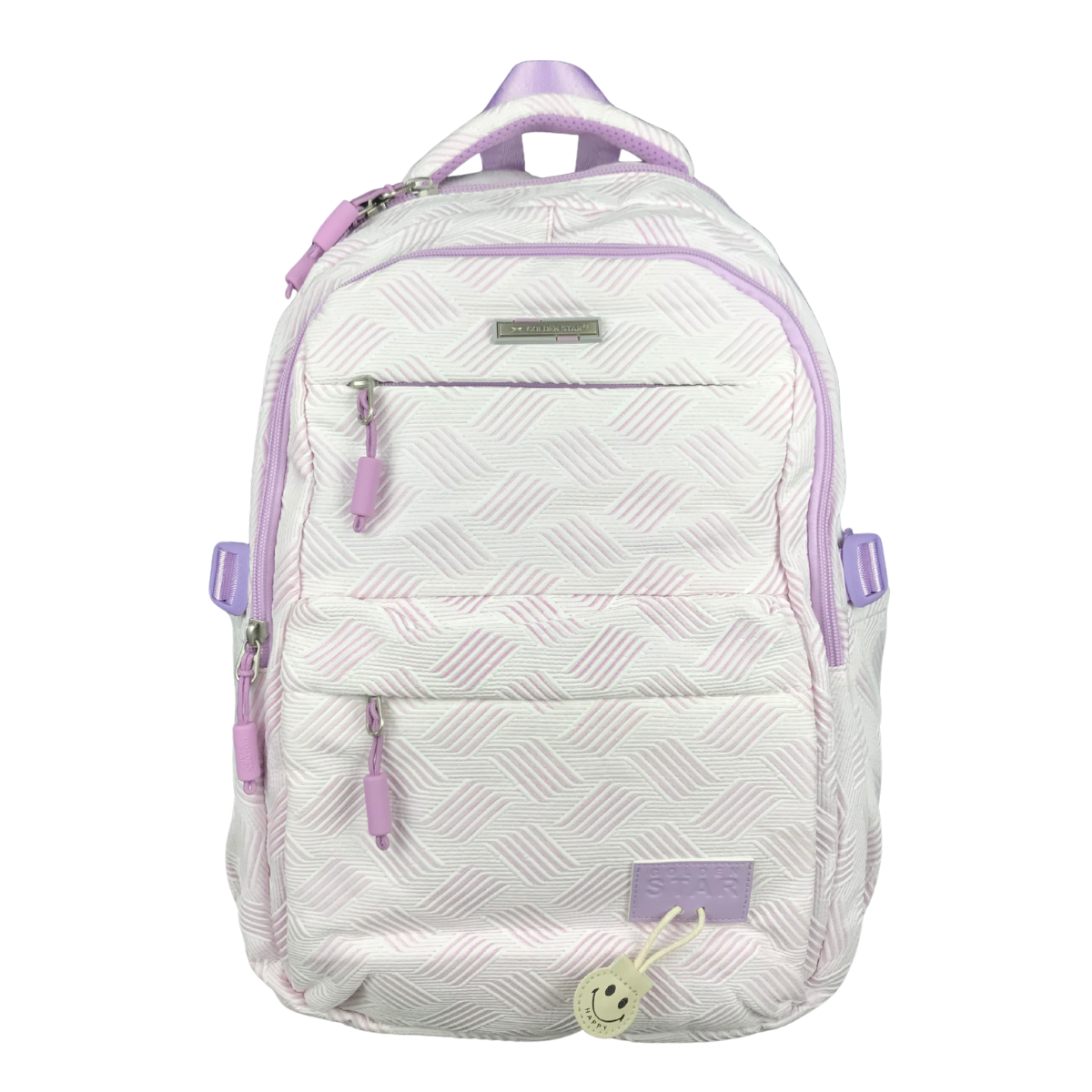 Mochila Golden Star Escolar Rayas Y Llavero Df-4502 Morado