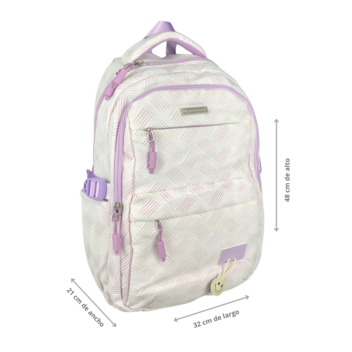 Foto 4 pulgar | Mochila Golden Star Escolar Rayas Y Llavero Df-4502 Morado