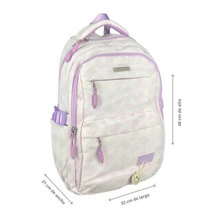 Foto 3 | Mochila Golden Star Escolar Rayas Y Llavero Df-4502 Morado