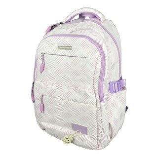 Foto 4 | Mochila Golden Star Escolar Rayas Y Llavero Df-4502 Morado