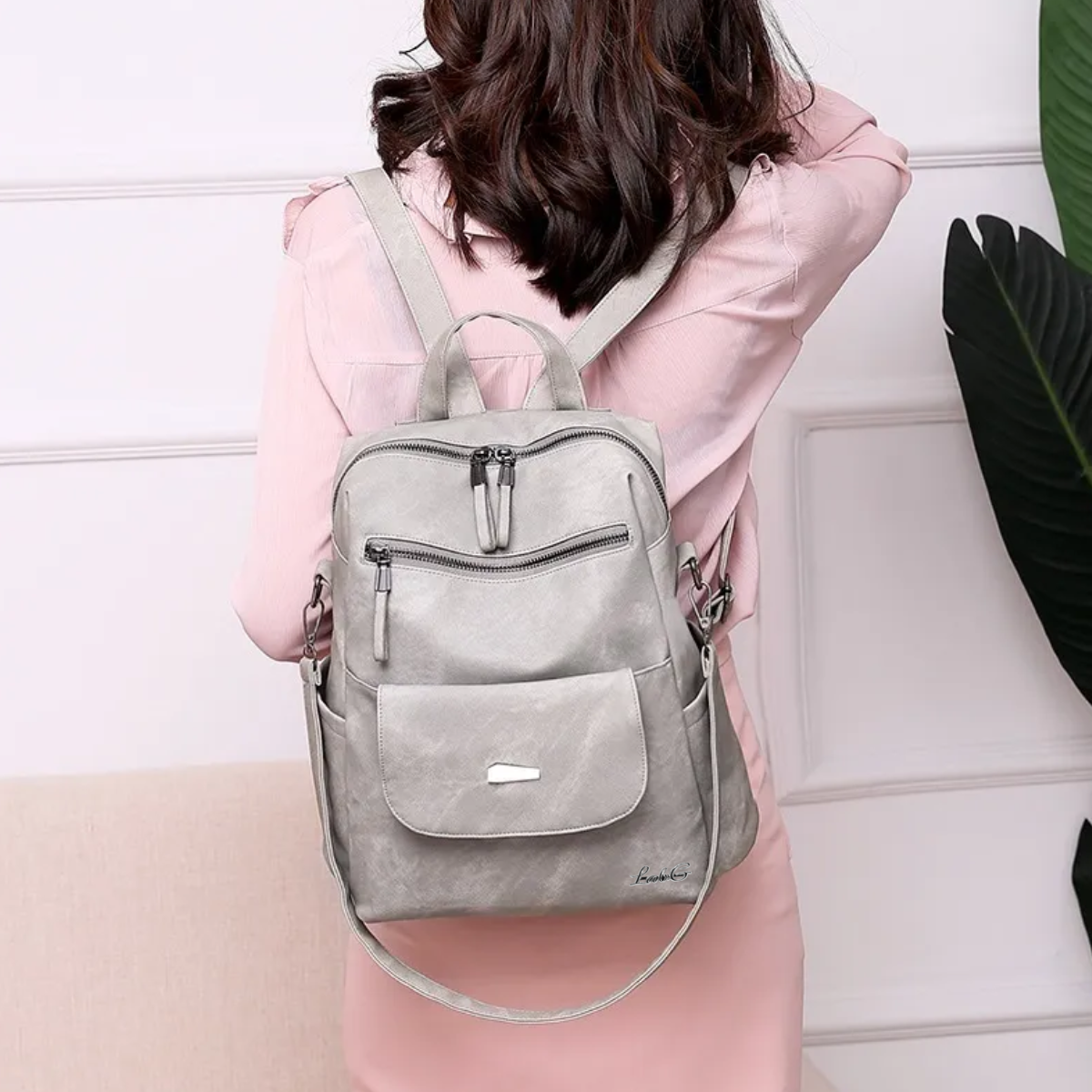 Foto 4 pulgar | Mochila Antirrobo De Mujer Casual Lab.g Gris