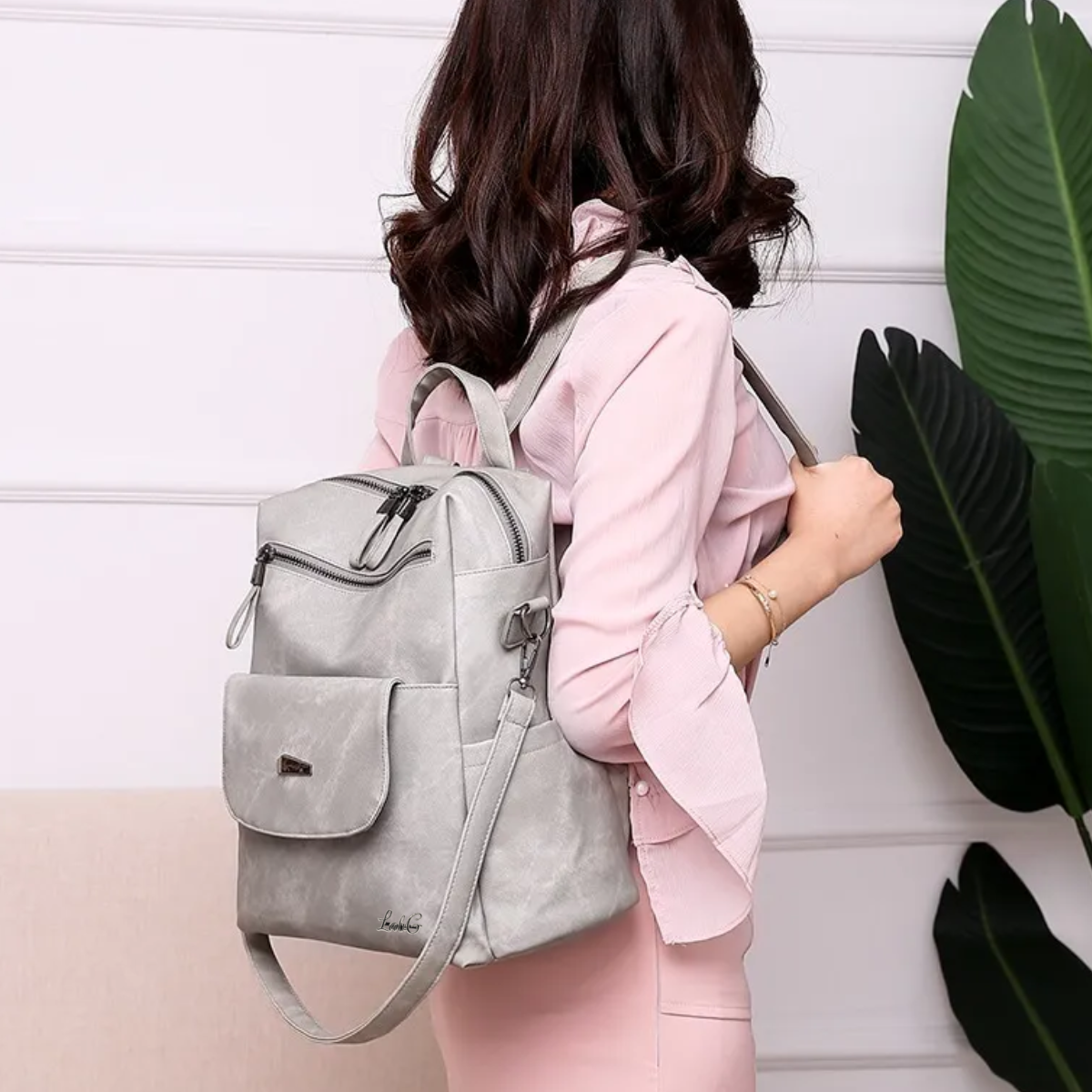 Foto 5 | Mochila Antirrobo De Mujer Casual Lab.g Gris