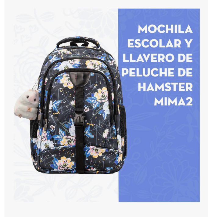 Foto 3 pulgar | Mochila Escolar Y Llavero De Peluche De Hamster