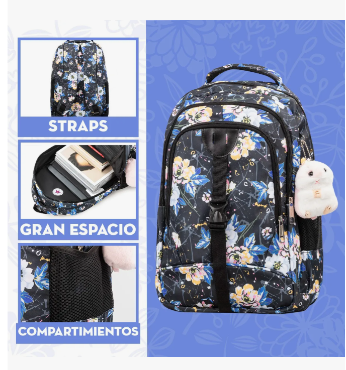 Foto 4 pulgar | Mochila Escolar Y Llavero De Peluche De Hamster