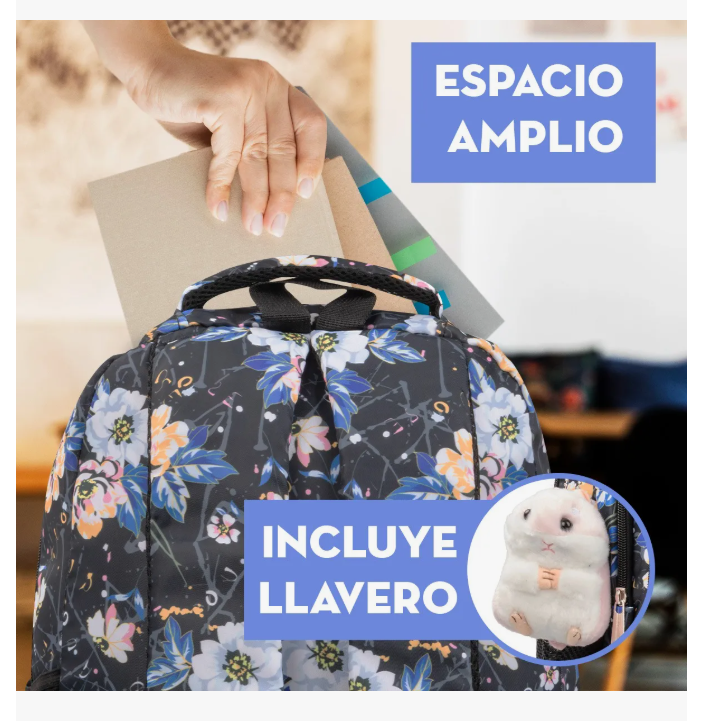 Foto 5 pulgar | Mochila Escolar Y Llavero De Peluche De Hamster