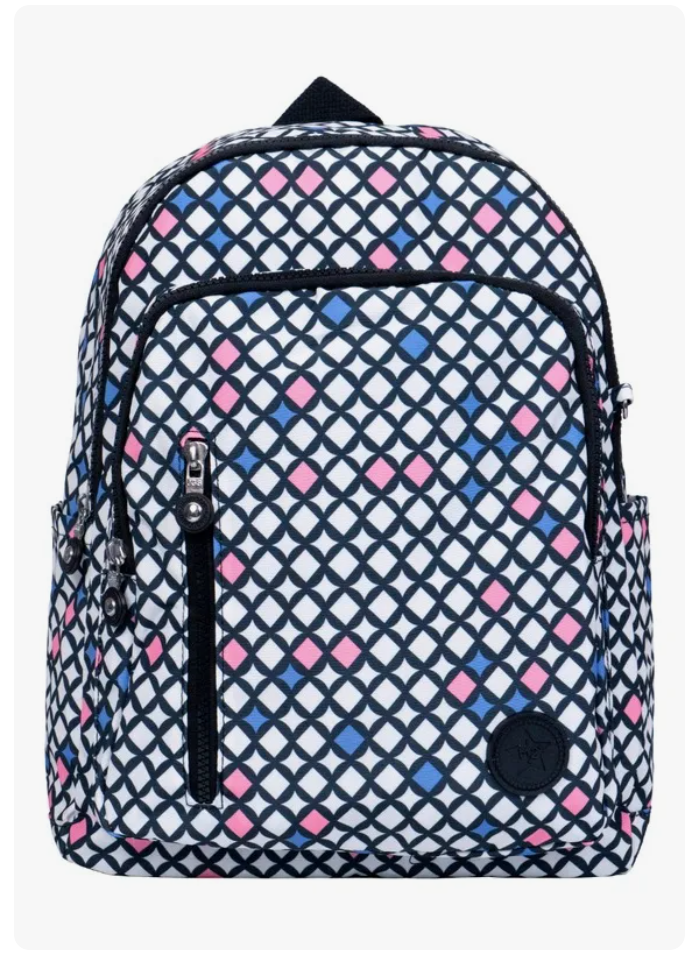 Mochila Escolar Rombo Arcoíris En Lona Para Mujer
