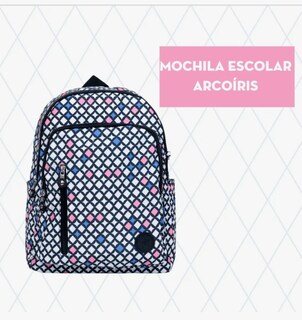 Foto 2 | Mochila Escolar Rombo Arcoíris En Lona Para Mujer