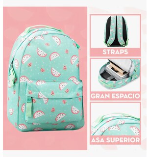Foto 3 | Mochila Escolar Niña Menta Pitaya