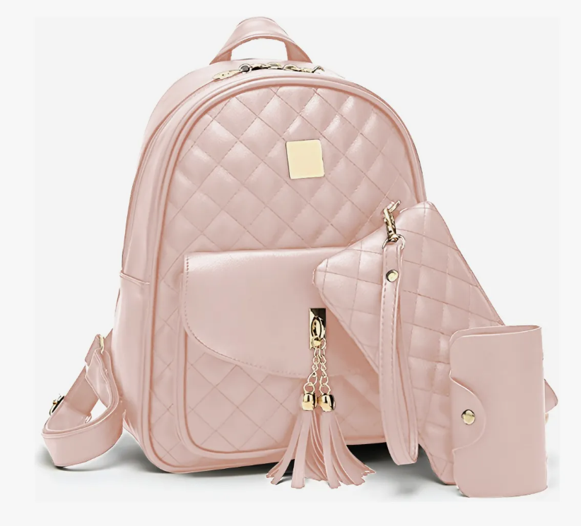 Mochila Rosa con Accesorios