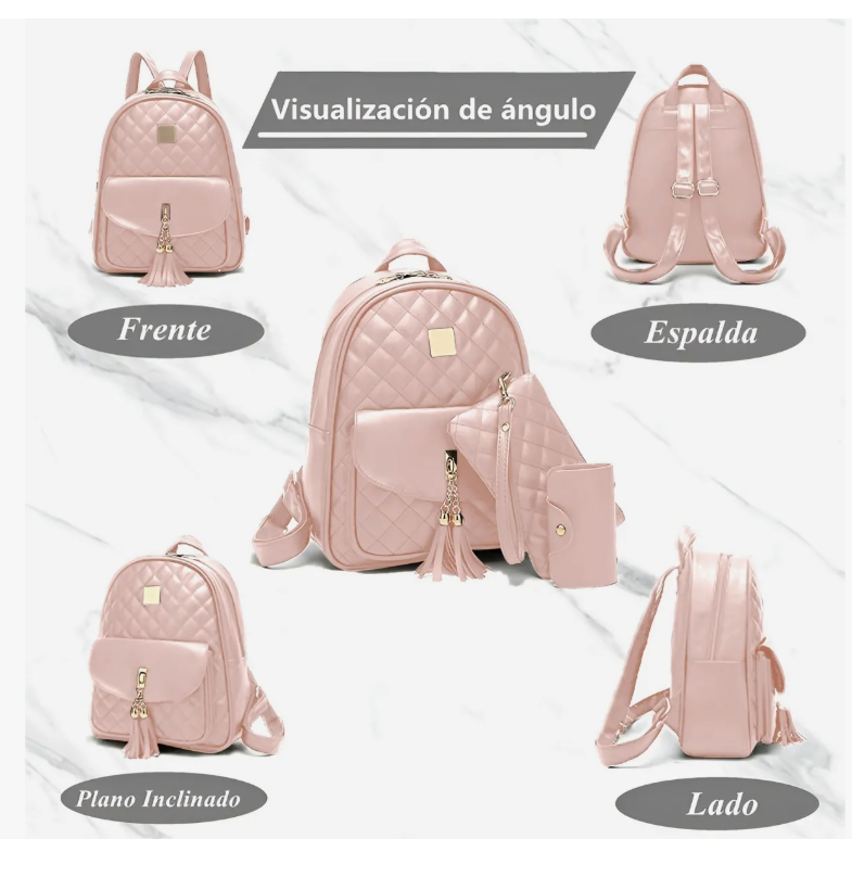 Foto 5 pulgar | Mochila Rosa con Accesorios