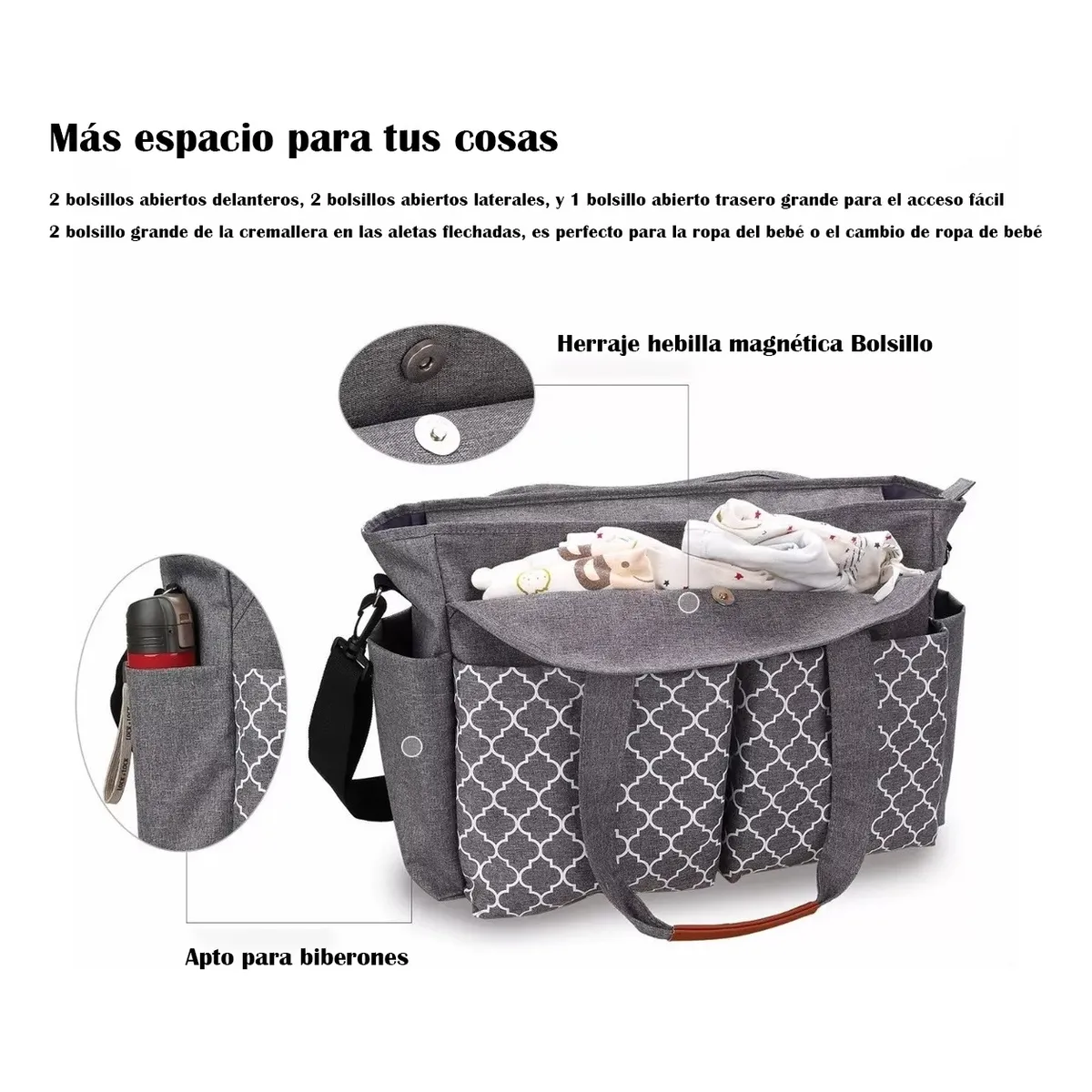 Foto 3 pulgar | Mochila Pañalera Impermeable Multifuncional Lab.g Gris