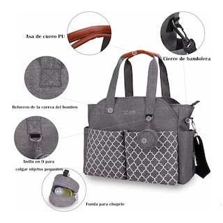 Foto 3 | Mochila Pañalera Impermeable Multifuncional Lab.g Gris