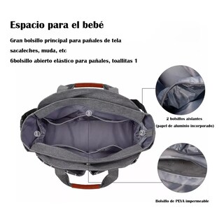 Foto 5 | Mochila Pañalera Impermeable Multifuncional Lab.g Gris