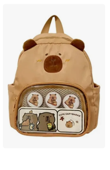 Foto 2 pulgar | Mochila Capibara Bolso De Felpa De Moda Para Niños Y Niñas Marrón Claro