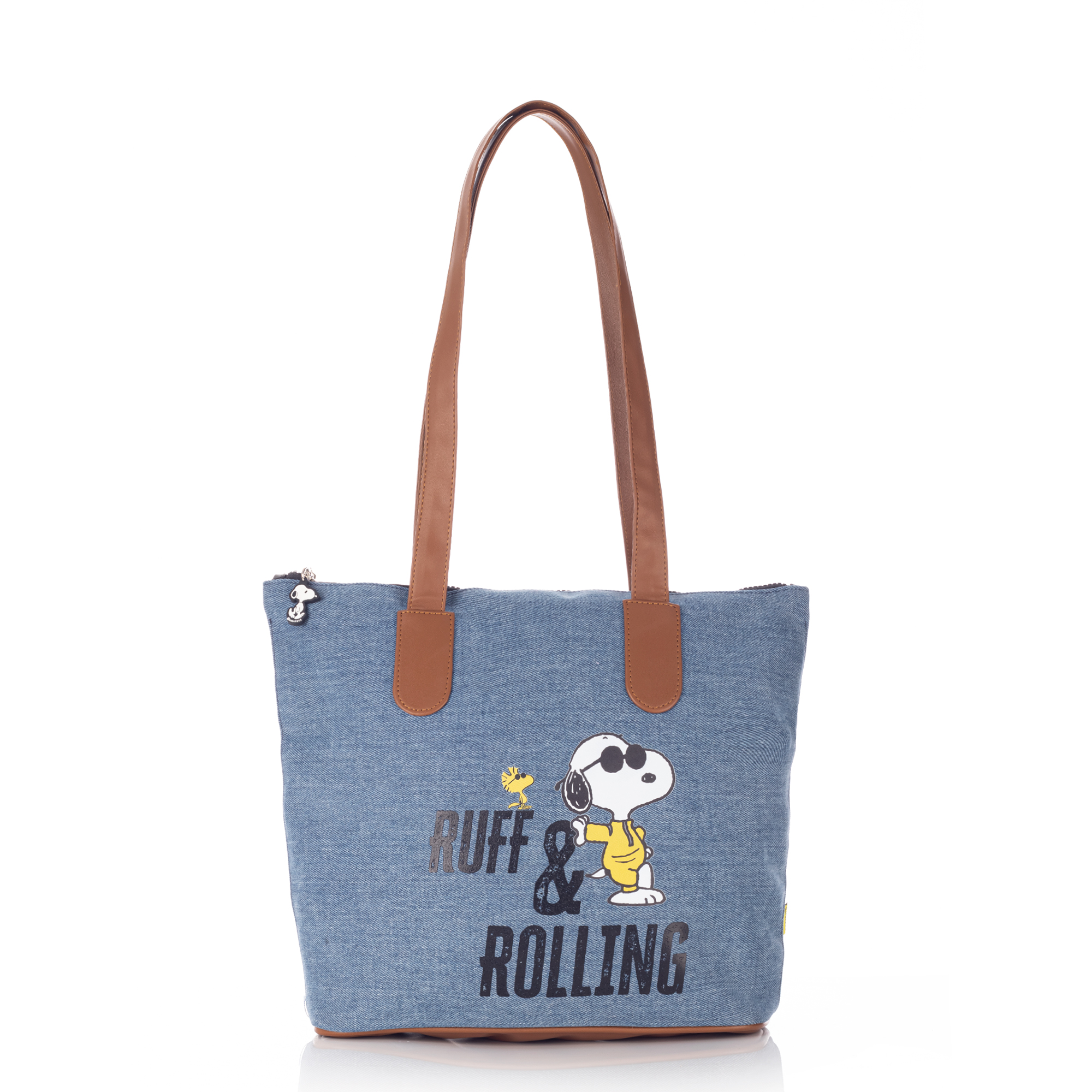 Bolsa De Mano Ruff  Rolling Peanuts Snoopy Oficial Mezclilla