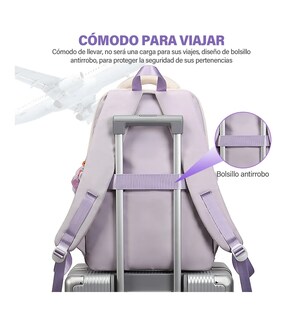 Foto 2 | Mochila De Gran Capacidad Diseño Blanco/violeta