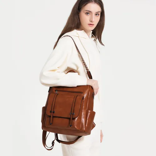 Foto 4 | Mochilas Xtellar De Cuero Para Mujer Pu Cuero Antirrobo