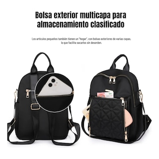 Foto 3 | Mochila Mujer Con Cremallera Eo Safe Imports Esi-20425 Negro